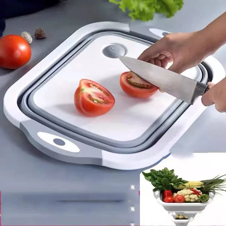 Kitchen Multifunction Collapsible Foldable Plastic Cutting Board Portable 3 in 1